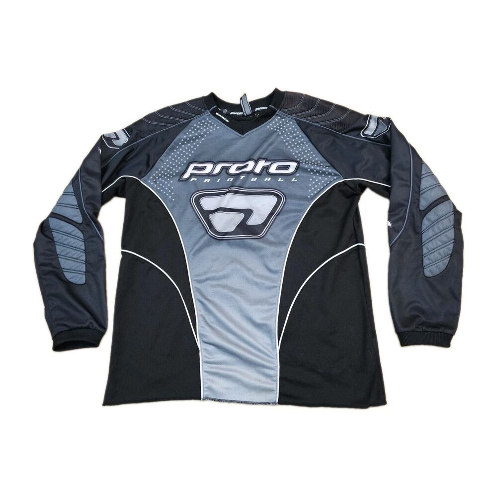 Proto Paintball Jersey Mens Small Black Grey Long Sleeve Padded Mesh Shirt